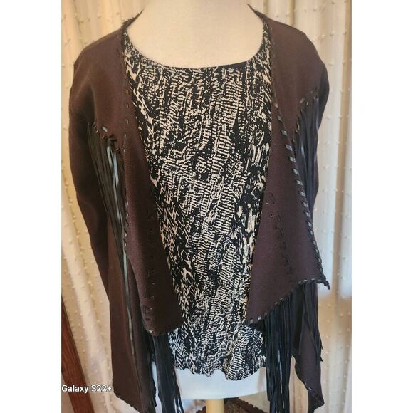 J45  Ariat Western sweater cardigan with fringe - Picture 3 of 14
